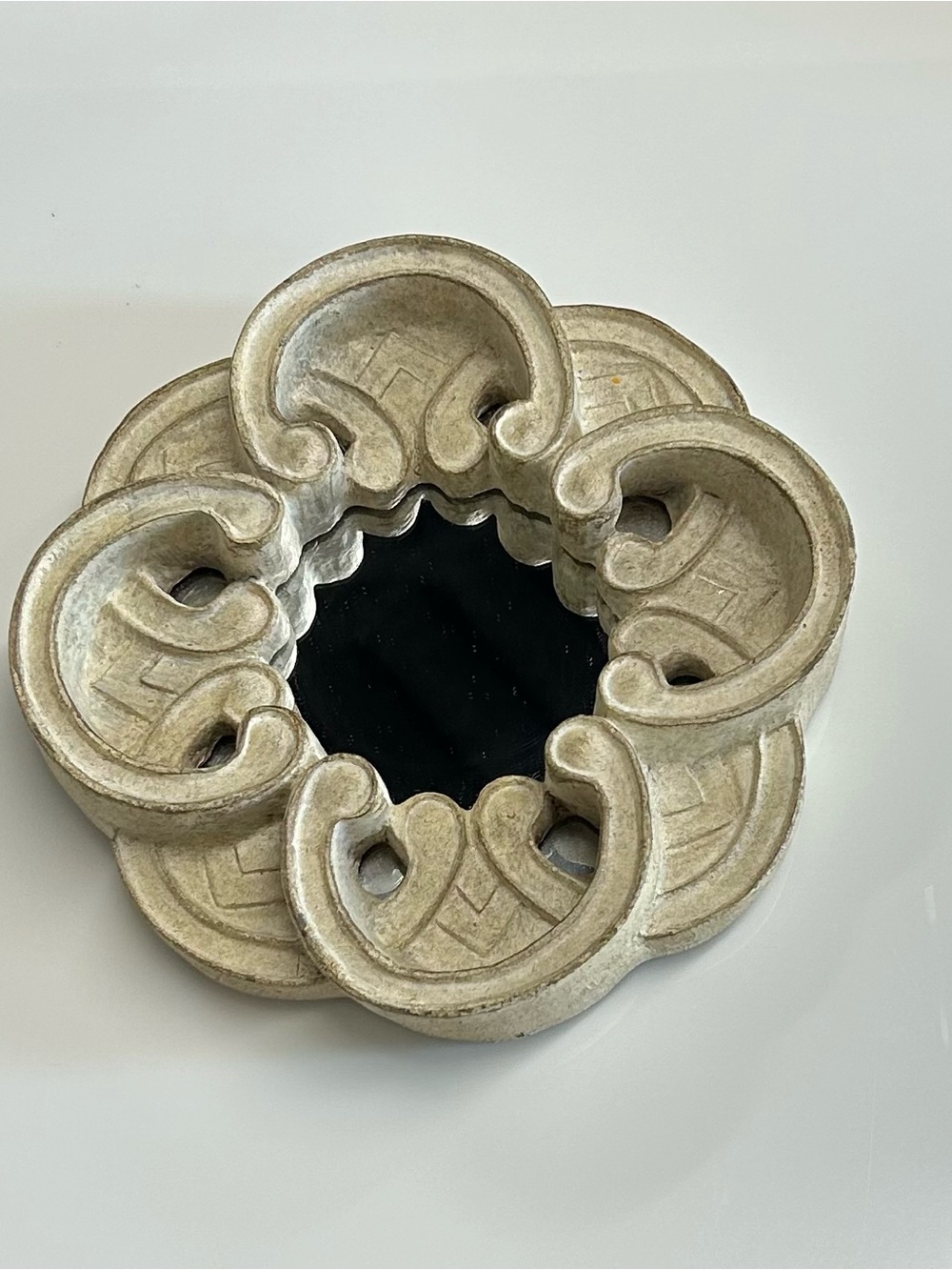 Neutral Small Ornate Flower Wall Mirror
